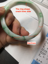 Load image into Gallery viewer, 58mm Certified Type A 100% Natural sunny green/white Jadeite Jade bangle BN16-7069
