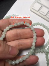 Load image into Gallery viewer, 4.7mm 100% natural type A light green white jadeite jade beads bracelet for size 50-55mm hand group BP155
