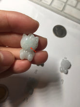 Load image into Gallery viewer, Type A 100% Natural oily dark green/light green/purple/white jadeite jade cat kitty pendant PD200
