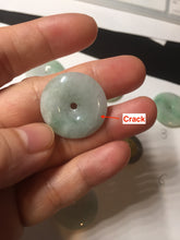 Load image into Gallery viewer, 23.5-27.7mm 100% Natural apple green/white jadeite Jade Safety Guardian Button(donut) Pendant group BK112
