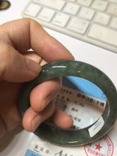 Load image into Gallery viewer, 54mm Certified 100% natural Type A oily dark green/gray/black (老油青) jadeite jade bangle PD128-6285
