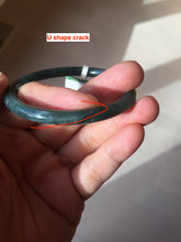 Load image into Gallery viewer, 54mm Certified Type A 100% Natural dark green/blue/gray with Guatemala slim round cut Jadeite bangle BG199-8829
