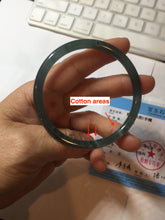 Load image into Gallery viewer, 56.5mm Certified Type A 100% Natural icy watery deep sea dark green/blue/gray/black Guatemala slim round cut Jadeite bangle PC92-3374

