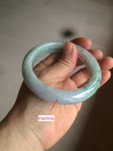 Load image into Gallery viewer, 57.5mm certified 100% natural type A light green/purple chubby jadeite jade bangle BF29-4028
