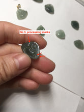Load image into Gallery viewer, 100% Natural type A ict watery dark green(老油青) happy Buddha jadeite pendant 178
