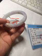Load image into Gallery viewer, 55.5mm 100% Natural type A light green purple white carved and golden-painted Jadeite Jade bangle BP169-0272

