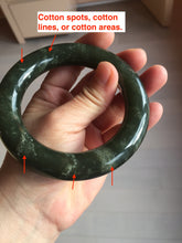 Load image into Gallery viewer, 59mm certified 100% Natural dark green/gray/black chubby round cut nephrite Hetian Jade bangle HF86-0209
