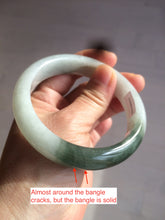 Load image into Gallery viewer, 59.2mm certified type A 100% Natural watery dark green/black/white Jadeite jade bangle BF22-0395
