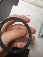 Load image into Gallery viewer, 56.6mm Certified Type A 100% Natural dark green/blue/gray Guatemala slim round cut Jadeite bangle PA142-8835
