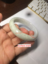 Load image into Gallery viewer, 55mm certified type A 100% Natural light green/white jadeite jade bangle AE66-6537
