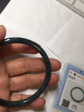 Load image into Gallery viewer, 59.5mm Certified Type A 100% Natural dark green/blue/gray Guatemala slim round cut Jadeite bangle PA151-8849
