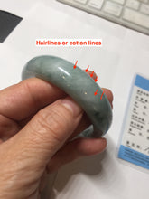 Load image into Gallery viewer, 53mm certified 100% natural Type A green white with green floating flowers chubby jadeite bangle PB241-9548

