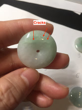 Load image into Gallery viewer, 23.5-27.7mm 100% Natural apple green/white jadeite Jade Safety Guardian Button(donut) Pendant group BK112
