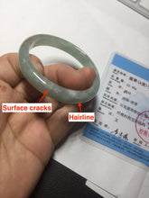 Load image into Gallery viewer, 50.5mm certified Type A 100% Natural icy watery light green red oval Jadeite Jade bangle BQ6-3800
