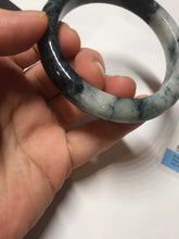 Load image into Gallery viewer, 已经卖 54.8mm Certified Type A 100% Natural dark green black/white (black water and white mountains,白山黑水) Jadeite bangle PD142-6233
