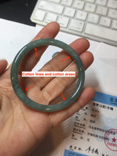 Load image into Gallery viewer, 52.5mm Certified Type A 100% Natural icy watery deep sea dark green/blue/gray/black Guatemala slim round cut Jadeite bangle PB141-8130
