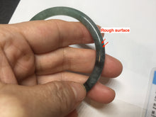 Load image into Gallery viewer, 56mm Certified Type A 100% Natural dark green/black/blue with black floating flowers(Wuji) slim round cut Jadeite bangle PD113-6916
