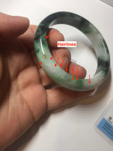 Load image into Gallery viewer, 56mm certified Type A 100% Natural sunny green/dark green/jungle green/light purple Jadeite Jade bangle AQ85-7885
