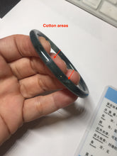 Load image into Gallery viewer, 58.4mm Certified Type A 100% Natural dark green/blue/gray with flying snow Guatemala slim round cut Jadeite bangle PD50-5519
