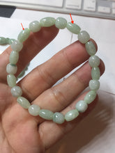 Load image into Gallery viewer, 100% natural type A icy watery light green olive shape(LU LU TONG) beads jadeite jade bracelet group BP147
