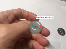 Load image into Gallery viewer, 22.9mm Type A 100% Natural white with green floating flowers Jadeite Safety Guardian Button donuts pendant PD13
