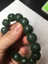 Load image into Gallery viewer, 14x13.2mm 100% Natural olive green/brown/black vintage style nephrite Hetian Jade bead bracelet HT97
