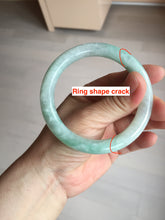 Load image into Gallery viewer, 56.5mm 100% natural type A white/sunny green round cut jadeite jade bangle BL109
