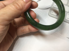 Load image into Gallery viewer, 55.5mm certified 100% Natural dark green black (碧玉) kiwi nephrite Jade bangle HF123-1578
