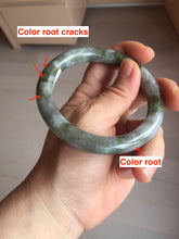 Load image into Gallery viewer, 58.4mm Certified Type A 100% Natural dark green/purple/gray round cut Jadeite Jade bangle AU24-0244
