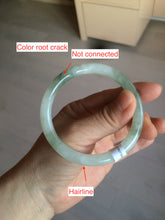 Load image into Gallery viewer, 55mm Certified type A 100% Natural light green/white  round cut Jadeite bangle BH4-0415
