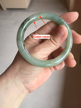 Load image into Gallery viewer, 54.3mm Certified type A 100% Natural green dark green floating seaweed round cut Jadeite bangle PC139-6618
