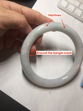 Load image into Gallery viewer, 74.5mm certified Type A 100% Natural light green white round cut plus size Jadeite Jade bangle BP171-1257

