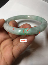 Load image into Gallery viewer, 56.5mm 100% natural type A white/sunny green round cut jadeite jade bangle BL108
