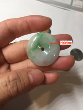 Load image into Gallery viewer, 27.8/6.1mm Type A 100% Natural sunny green light purple red Jadeite Jade Safety Guardian Button donuts Pendant group BP108
