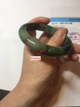 Load image into Gallery viewer, Sold  58.8mm Certified 100% natural Type A sunny green dark green/black(绿水墨)  jadeite jade bangle PB57-9764
