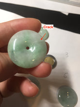 Load image into Gallery viewer, 23.5-27.7mm 100% Natural apple green/white jadeite Jade Safety Guardian Button(donut) Pendant group BK112
