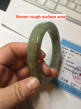 Load image into Gallery viewer, 55mm certified type A 100% Natural light green/gray/brown square style Jadeite Jade bangle BS1-1502
