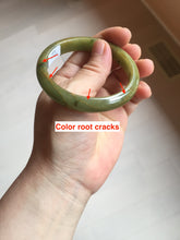 Load image into Gallery viewer, 53.2mm certified type A 100% Natural green/yellow with dark green floating flowers Jadeite Jade bangle PC104-9106
