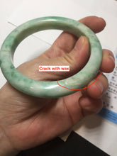 Load image into Gallery viewer, 60.5mm certified type A 100% Natural sunny green/white Jadeite Jade bangle B115-8218
