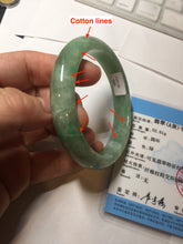 Load image into Gallery viewer, 58.4mm Certified Type A 100% Natural sunny green gray Jadeite Jade bangle PA118-9889

