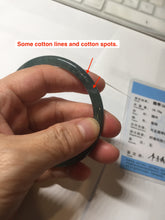 Load image into Gallery viewer, 59.5mm Certified Type A 100% Natural dark green/blue/gray with flying snow Guatemala slim round cut Jadeite bangle PD60-3365
