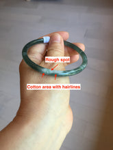 Load image into Gallery viewer, 58.6mm Certified Type A 100% Natural icy watery green/blue/black/gray slim round cut Guatemala Jadeite bangle PC90-3384
