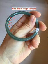 Load image into Gallery viewer, 54.5mm Certified Type A 100% Natural icy watery deep sea dark green/blue/gray/black Guatemala slim round cut Jadeite bangle PC84-7031
