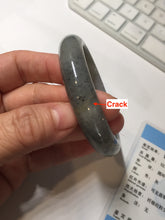 Load image into Gallery viewer, 卖了 55mm certified Type A 100% Natural icy watery yellow black(WuJi) black sesame paste Jadeite Jade bangle AJ79-1293
