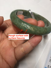 Load image into Gallery viewer, 55.5mm Certified Type A 100% Natural  dark green/gray Jadeite Jade bangle D156-5371
