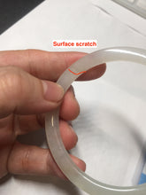 Load image into Gallery viewer, 57mm certified 100% natural type A icy watery white beige flat jadeite bangle PD25-5814
