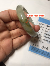 Load image into Gallery viewer, 49mm certified Type A 100% Natural icy watery yellow black(WuJi) oval Jadeite Jade bangle BM114-2667
