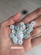 Load image into Gallery viewer, 50 pieces of 100% Natural light green/white Jadeite Jade small safety button beads AS79 (supply)
