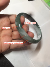 Load image into Gallery viewer, 54.9mm certified natural Type A oily dark green/white jadeite jade bangle AK76-3271
