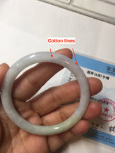 Load image into Gallery viewer, 53.5mm Certified type A 100% Natural light green purple yellow(FU LU SHOU) slim round cut Jadeite bangle PB183-9120
